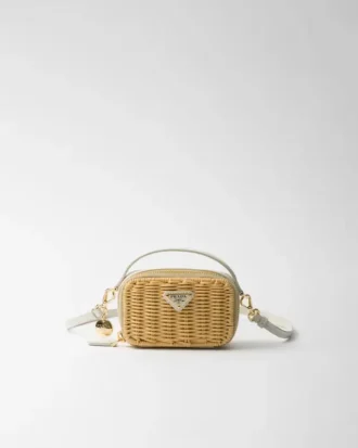 Mini bolso de mimbre y cuero