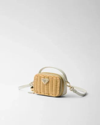 Mini bolso de mimbre y cuero