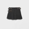 Minifalda de lana plisada con costura rush Minifalda de lana plisada con costura rush