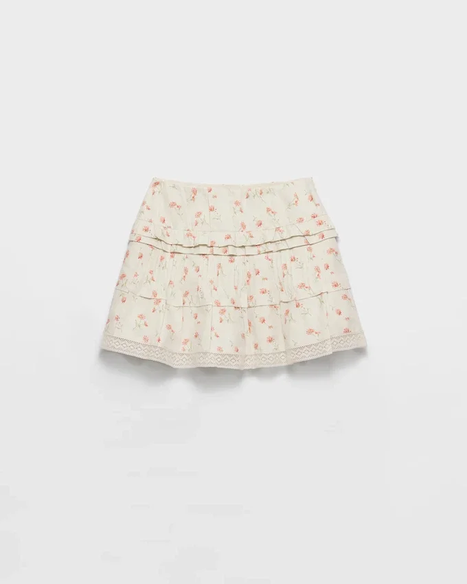 Minifalda de lino con estampado floral Minifalda de lino con estampado floral