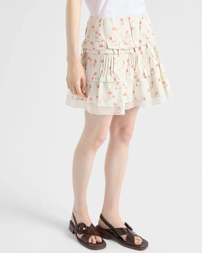 Minifalda de lino con estampado floral Minifalda de lino con estampado floral