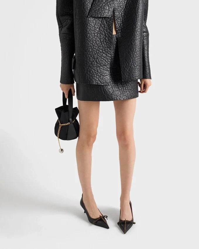 Minifalda de piel napa Minifalda de piel napa