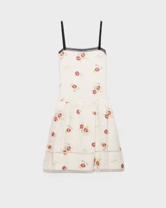 Minivestido de lino bordado con motivo floral