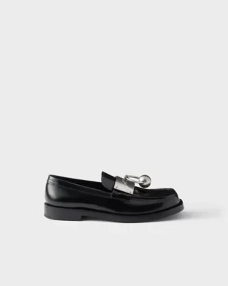 Mocasines de cuero cepillado con anilla metálica