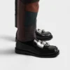 Mocasines de cuero cepillado con anilla metálica Mocasines de cuero cepillado con anilla metálica