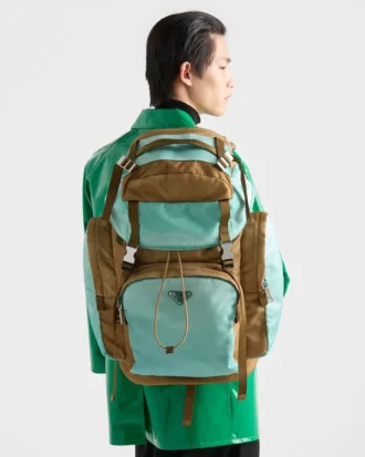 Mochila grande de Re-Nylon y piel Saffiano
