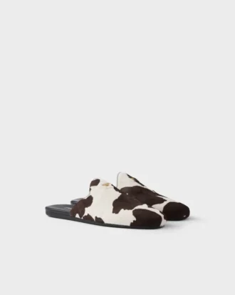 Mules de cuero estampado