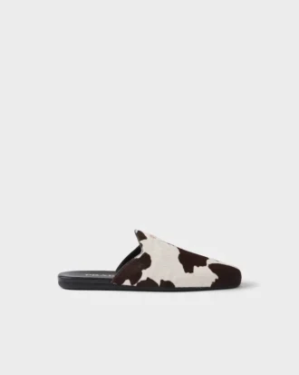 Mules de cuero estampado