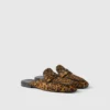 Mules de piel con estampado de leopardo Mules de piel con estampado de leopardo