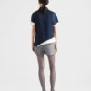 Pantalones cortos de lana con rayas finas bordadas Pantalones cortos de lana con rayas finas bordadas