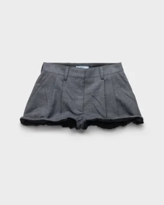 Pantalones cortos de satén grisalla y envejecido