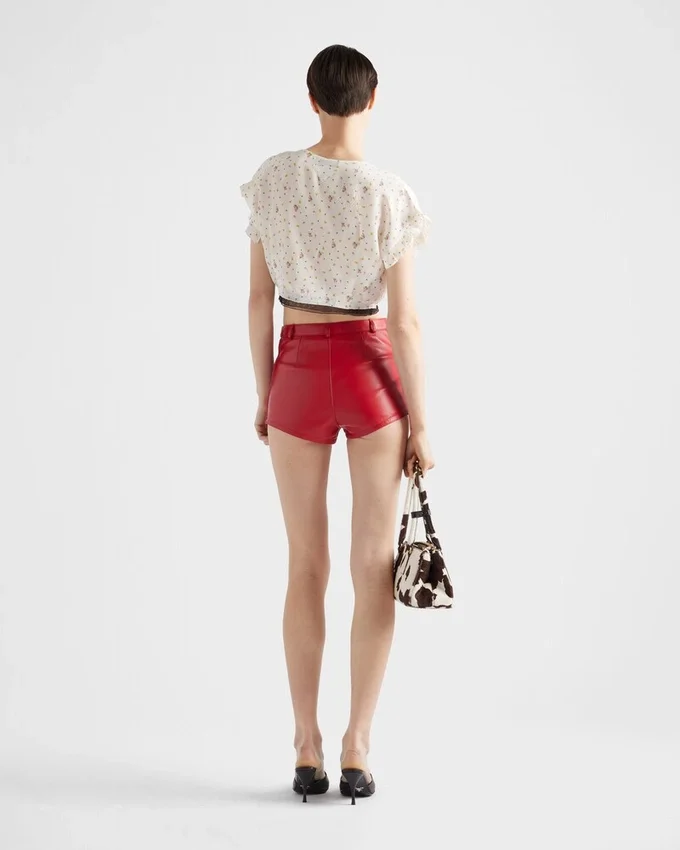 Pantalones culotte de piel napa Pantalones culotte de piel napa