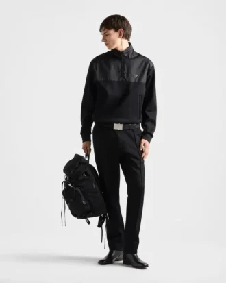 Pantalones de felpa de algodón con detalles de Re-Nylon