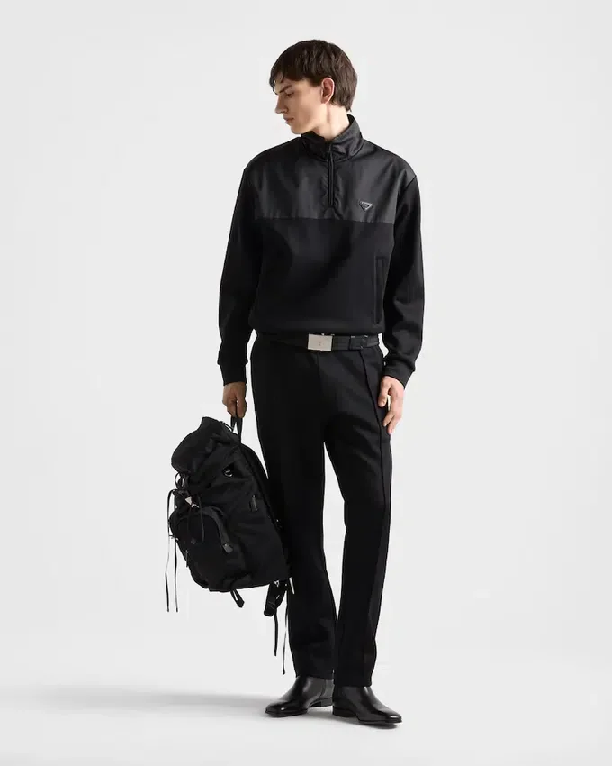 Pantalones de felpa de algodón con detalles de Re-Nylon Pantalones de felpa de algodón con detalles de Re-Nylon