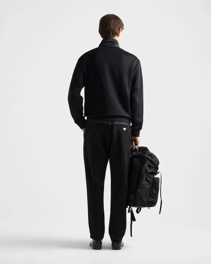 Pantalones de felpa de algodón con detalles de Re-Nylon Pantalones de felpa de algodón con detalles de Re-Nylon