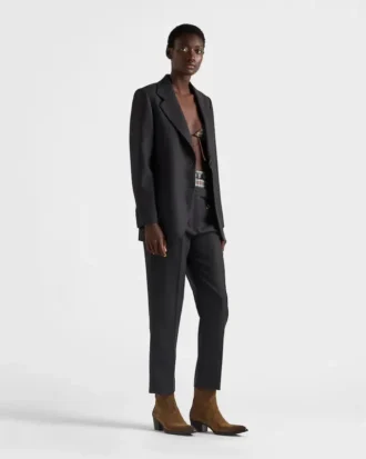 Pantalones de gabardina de lana con alfiler