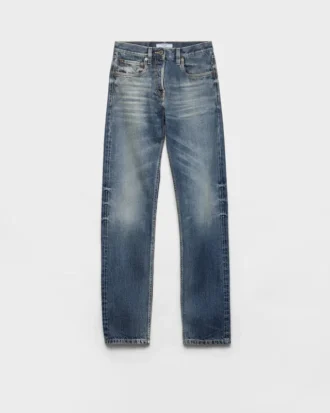 Pantalones de mezclilla con ribete y corte cónico