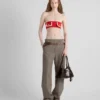 Pantalones técnicos de lana con cinturón estampado