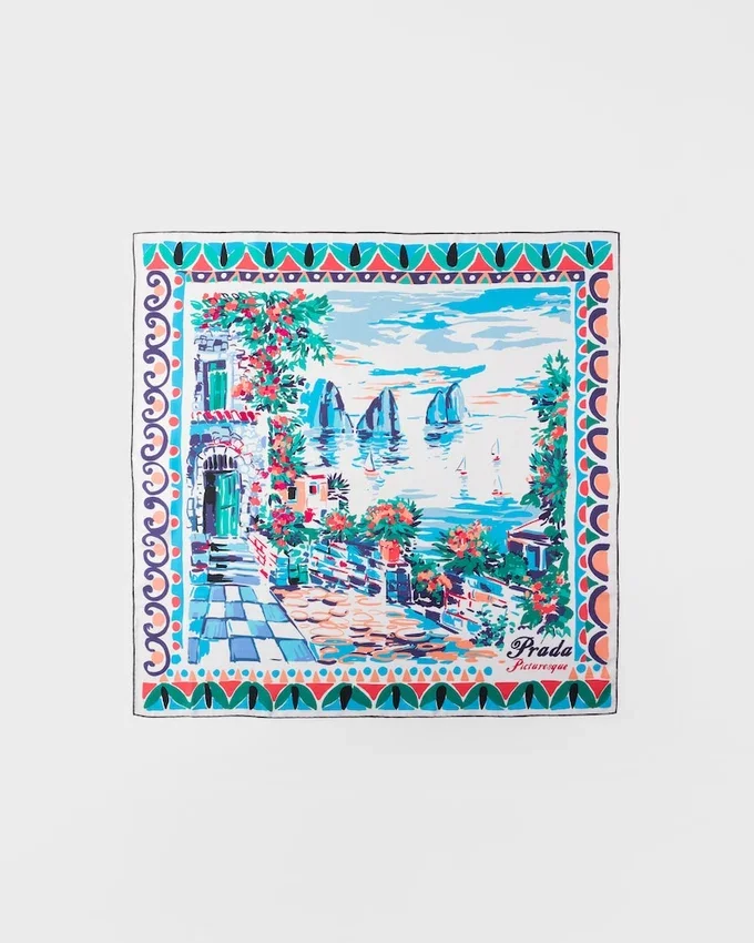 Pañuelo de sarga de seda estampado 90 Pañuelo de sarga de seda estampado 90