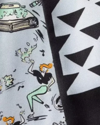 Pañuelo estrecho de sarga de seda estampado