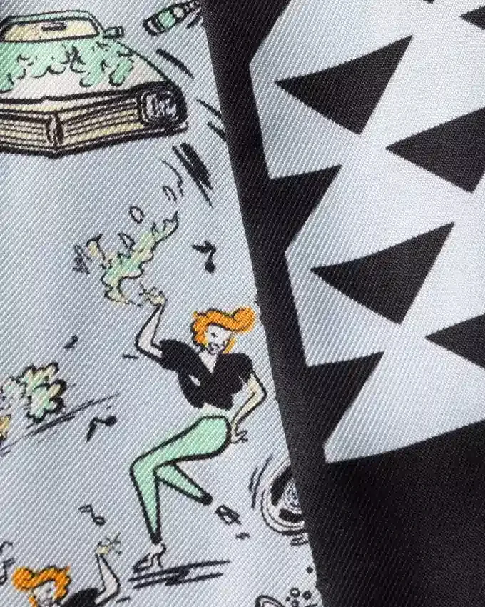 Pañuelo estrecho de sarga de seda estampado Pañuelo estrecho de sarga de seda estampado