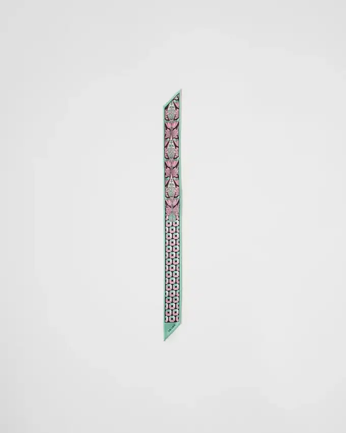 Pañuelo estrecho de sarga de seda estampado Pañuelo estrecho de sarga de seda estampado