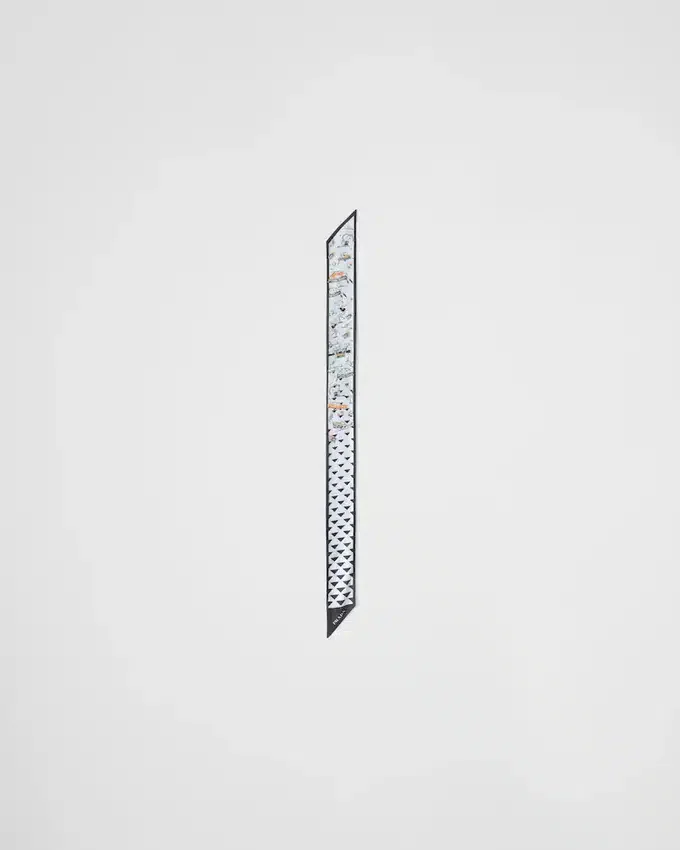 Pañuelo estrecho de sarga de seda estampado Pañuelo estrecho de sarga de seda estampado