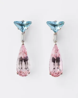 Pendientes colgantes Couleur Vivante: oro blanco con aguamarina, morganitas y diamantes