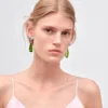 Pendientes colgantes Couleur Vivante – Oro blanco con aguamarina, peridoto y diamantes
