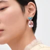 Pendientes colgantes Couleur Vivante – Oro blanco con morganita y aguamarina