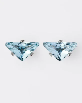 Pendientes de botón Couleur Vivante – Oro blanco con aguamarina