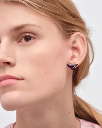 Pendientes de botón Couleur Vivante – Oro blanco con amatista Pendientes de botón Couleur Vivante – Oro blanco con amatista