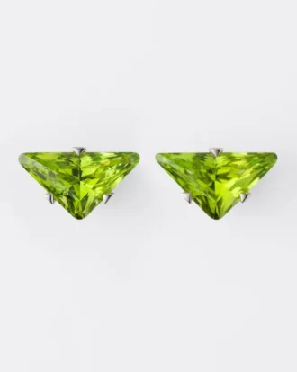 Pendientes de botón Couleur Vivante – Oro blanco con peridoto