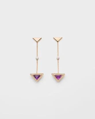Pendientes Eternal Gold en oro amarillo con diamantes y amatista