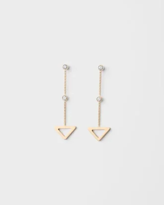Pendientes largos con corte en oro amarillo y diamantes de Eternal Gold