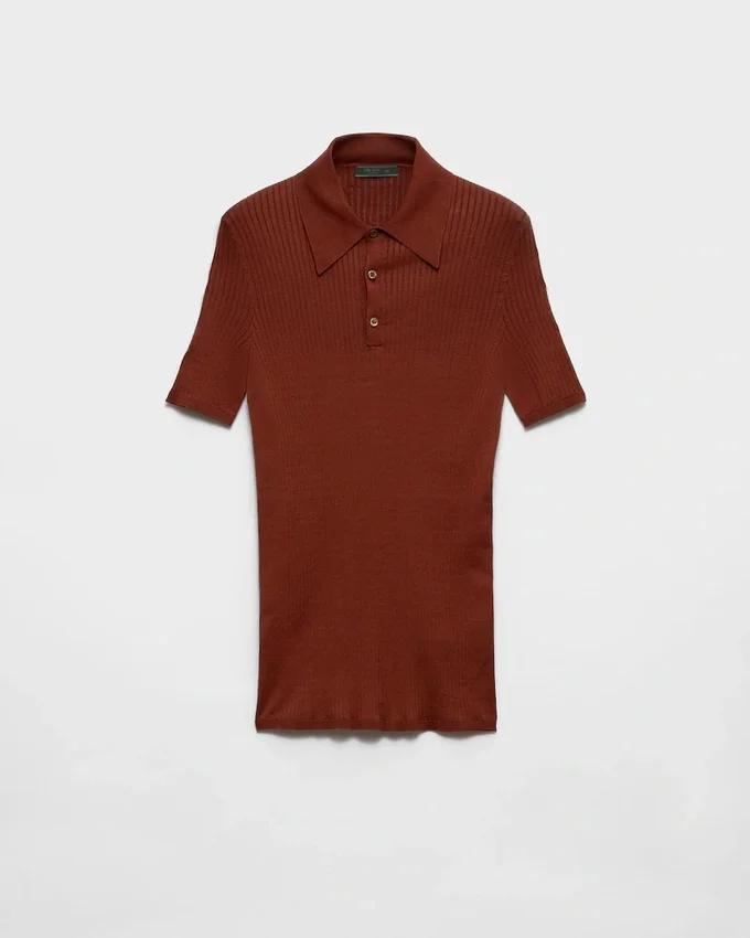 Polo de algodón de punto acanalado Polo de algodón de punto acanalado