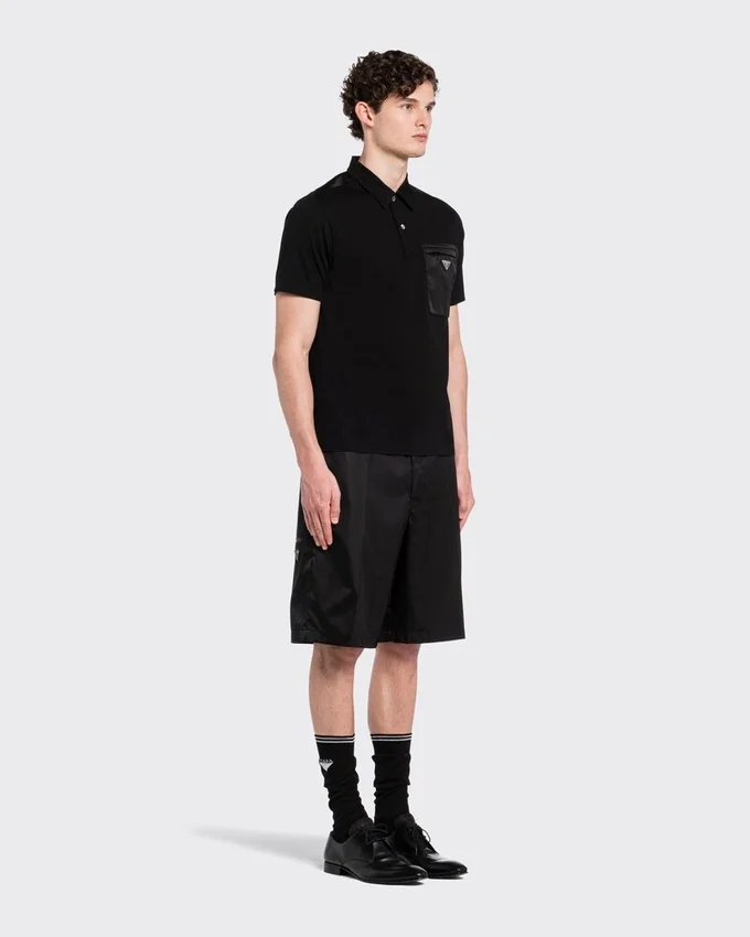 Polo de algodón elástico con detalles de Re-Nylon Polo de algodón elástico con detalles de Re-Nylon