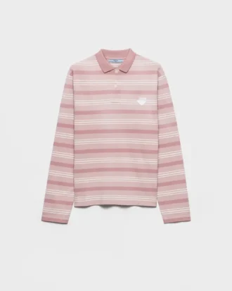 Polo de manga larga a rayas de piqué