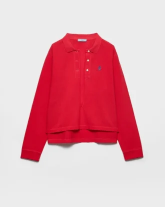 Polo de manga larga de piqué de algodón