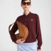Polo de seda de manga larga