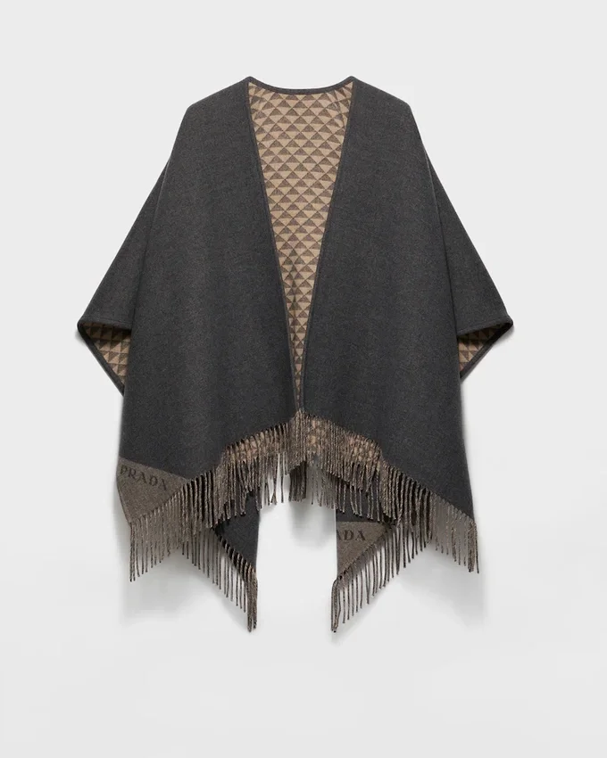 Poncho reversible de lana y cachemira Poncho reversible de lana y cachemira
