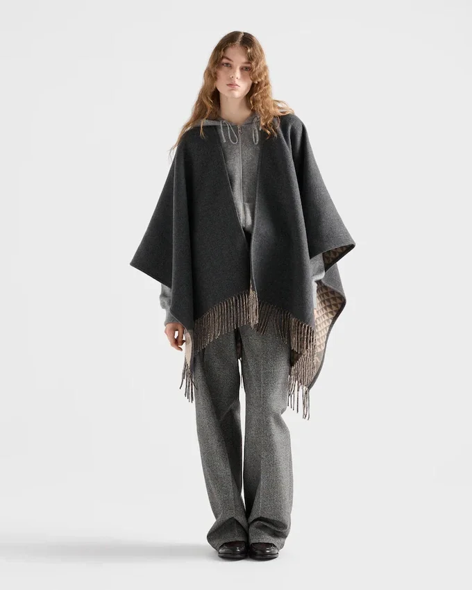 Poncho reversible de lana y cachemira Poncho reversible de lana y cachemira