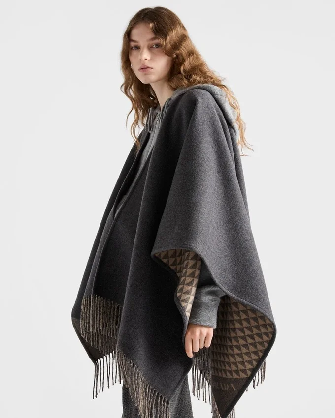 Poncho reversible de lana y cachemira Poncho reversible de lana y cachemira
