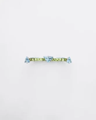 Pulsera Couleur Vivante – Oro blanco con aguamarina y peridoto