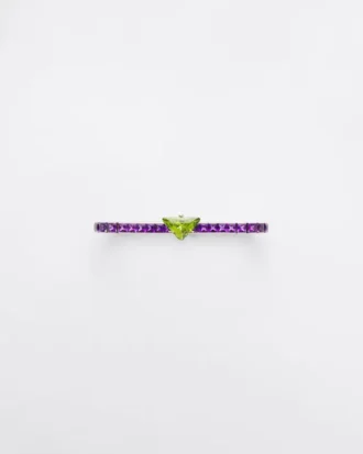 Pulsera Couleur Vivante – Oro blanco con peridoto y amatista