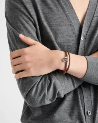 Pulsera de cuero napa trenzado