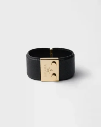 Pulsera de metal y piel Saffiano
