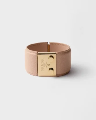 Pulsera de metal y piel Saffiano