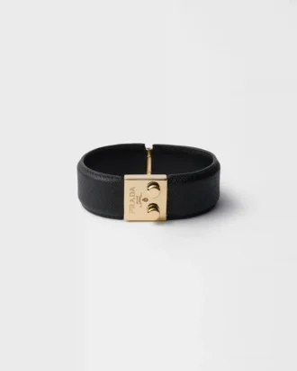 Pulsera de metal y piel Saffiano