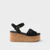 Sandalias de cuña con plataforma de ganchillo